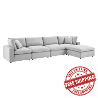 Modway EEI-4820-LGR Light Gray Commix Down Filled Overstuffed Performance Velvet 5-Piece Sectional Sofa