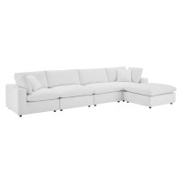 Modway EEI-4820-WHI White Commix Down Filled Overstuffed Performance Velvet 5-Piece Sectional Sofa