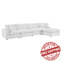 Modway EEI-4820-WHI White Commix Down Filled Overstuffed Performance Velvet 5-Piece Sectional Sofa