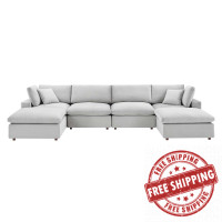 Modway EEI-4821-LGR Light Gray Commix Down Filled Overstuffed Performance Velvet 6-Piece Sectional Sofa