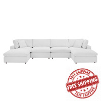 Modway EEI-4821-WHI White Commix Down Filled Overstuffed Performance Velvet 6-Piece Sectional Sofa