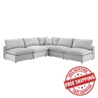 Modway EEI-4822-LGR Light Gray Commix Down Filled Overstuffed Performance Velvet 5-Piece Sectional Sofa