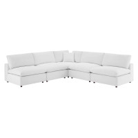 Modway EEI-4822-WHI White Commix Down Filled Overstuffed Performance Velvet 5-Piece Sectional Sofa