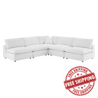Modway EEI-4822-WHI White Commix Down Filled Overstuffed Performance Velvet 5-Piece Sectional Sofa