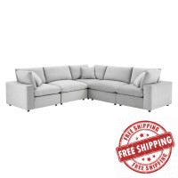Modway EEI-4823-LGR Light Gray Commix Down Filled Overstuffed Performance Velvet 5-Piece Sectional Sofa