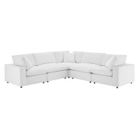 Modway EEI-4823-WHI White Commix Down Filled Overstuffed Performance Velvet 5-Piece Sectional Sofa