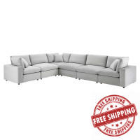 Modway EEI-4824-LGR Light Gray Commix Down Filled Overstuffed Performance Velvet 6-Piece Sectional Sofa