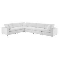 Modway EEI-4824-WHI White Commix Down Filled Overstuffed Performance Velvet 6-Piece Sectional Sofa
