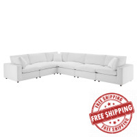 Modway EEI-4824-WHI White Commix Down Filled Overstuffed Performance Velvet 6-Piece Sectional Sofa