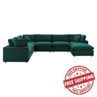 Modway EEI-4825-GRN Green Commix Down Filled Overstuffed Performance Velvet 7-Piece Sectional Sofa