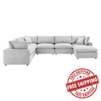 Modway EEI-4825-LGR Light Gray Commix Down Filled Overstuffed Performance Velvet 7-Piece Sectional Sofa