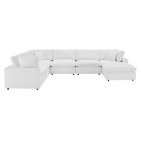 Modway EEI-4825-WHI White Commix Down Filled Overstuffed Performance Velvet 7-Piece Sectional Sofa