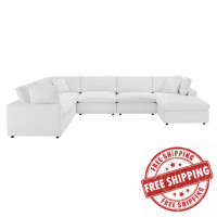 Modway EEI-4825-WHI White Commix Down Filled Overstuffed Performance Velvet 7-Piece Sectional Sofa