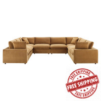 Modway EEI-4826-COG Cognac Commix Down Filled Overstuffed Performance Velvet 	8-Piece Sectional Sofa