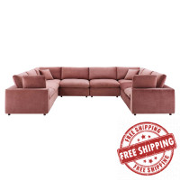 Modway EEI-4826-DUS Dusty Rose Commix Down Filled Overstuffed Performance Velvet 	8-Piece Sectional Sofa