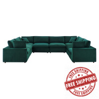 Modway EEI-4826-GRN Green Commix Down Filled Overstuffed Performance Velvet 	8-Piece Sectional Sofa
