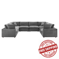 Modway EEI-4826-GRY Gray Commix Down Filled Overstuffed Performance Velvet 	8-Piece Sectional Sofa