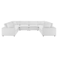 Modway EEI-4826-WHI White Commix Down Filled Overstuffed Performance Velvet 	8-Piece Sectional Sofa