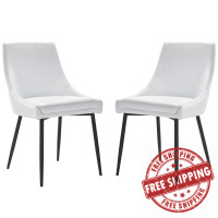 Modway EEI-4827-BLK-WHI Viscount Vegan Leather Dining Chairs - Set of 2 Black White