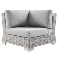 Modway EEI-4838-LGR-GRY Conway Outdoor Patio Wicker Rattan Corner Chair Light Gray Gray