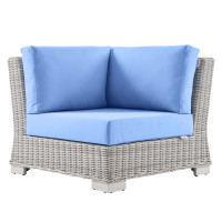 Modway EEI-4838-LGR-LBU Conway Outdoor Patio Wicker Rattan Corner Chair Light Gray Light Blue