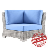 Modway EEI-4838-LGR-LBU Conway Outdoor Patio Wicker Rattan Corner Chair Light Gray Light Blue