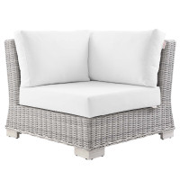 Modway EEI-4838-LGR-WHI Conway Outdoor Patio Wicker Rattan Corner Chair Light Gray White
