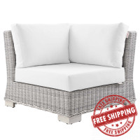 Modway EEI-4838-LGR-WHI Conway Outdoor Patio Wicker Rattan Corner Chair Light Gray White