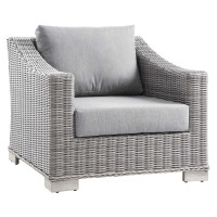 Modway EEI-4840-LGR-GRY Conway Outdoor Patio Wicker Rattan Armchair Light Gray Gray