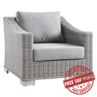 Modway EEI-4840-LGR-GRY Conway Outdoor Patio Wicker Rattan Armchair Light Gray Gray