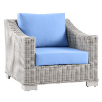 Modway EEI-4840-LGR-LBU Conway Outdoor Patio Wicker Rattan Armchair Light Gray Light Blue