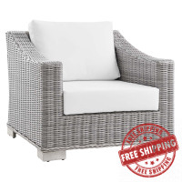 Modway EEI-4840-LGR-WHI Conway Outdoor Patio Wicker Rattan Armchair Light Gray White