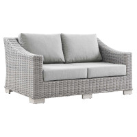 Modway EEI-4841-LGR-GRY Conway Outdoor Patio Wicker Rattan Loveseat Light Gray Gray