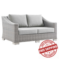Modway EEI-4841-LGR-GRY Conway Outdoor Patio Wicker Rattan Loveseat Light Gray Gray