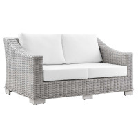 Modway EEI-4841-LGR-WHI Conway Outdoor Patio Wicker Rattan Loveseat Light Gray White