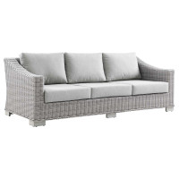 Modway EEI-4842-LGR-GRY Conway Outdoor Patio Wicker Rattan Sofa Light Gray Gray