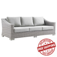 Modway EEI-4842-LGR-GRY Conway Outdoor Patio Wicker Rattan Sofa Light Gray Gray