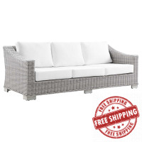 Modway EEI-4842-LGR-WHI Conway Outdoor Patio Wicker Rattan Sofa Light Gray White