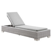 Modway EEI-4843-LGR-GRY Conway Outdoor Patio Wicker Rattan Chaise Lounge Light Gray Gray