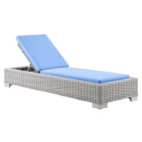 Modway EEI-4843-LGR-LBU Conway Outdoor Patio Wicker Rattan Chaise Lounge Light Gray Light Blue