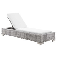 Modway EEI-4843-LGR-WHI Conway Outdoor Patio Wicker Rattan Chaise Lounge Light Gray White