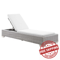 Modway EEI-4843-LGR-WHI Conway Outdoor Patio Wicker Rattan Chaise Lounge Light Gray White