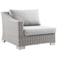 Modway EEI-4845-LGR-GRY Conway Outdoor Patio Wicker Rattan Left-Arm Chair Light Gray Gray