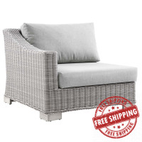Modway EEI-4845-LGR-GRY Conway Outdoor Patio Wicker Rattan Left-Arm Chair Light Gray Gray