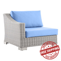 Modway EEI-4845-LGR-LBU Conway Outdoor Patio Wicker Rattan Left-Arm Chair Light Gray Light Blue