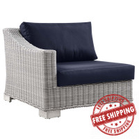 Modway EEI-4845-LGR-NAV Conway Outdoor Patio Wicker Rattan Left-Arm Chair Light Gray Navy