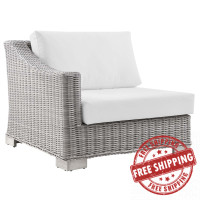 Modway EEI-4845-LGR-WHI Conway Outdoor Patio Wicker Rattan Left-Arm Chair Light Gray White