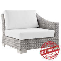 Modway EEI-4846-LGR-WHI Conway Outdoor Patio Wicker Rattan Right-Arm Chair Light Gray White