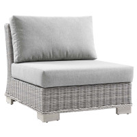 Modway EEI-4847-LGR-GRY Conway Outdoor Patio Wicker Rattan Armless Chair Light Gray Gray
