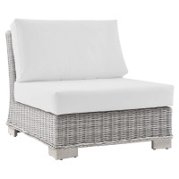 Modway EEI-4847-LGR-WHI Conway Outdoor Patio Wicker Rattan Armless Chair Light Gray White